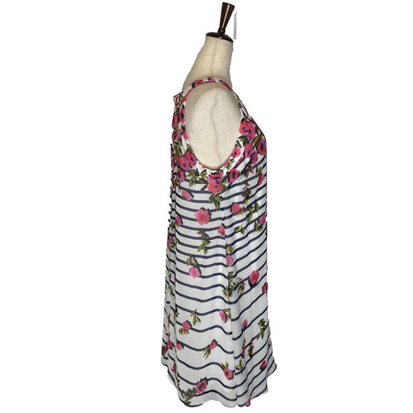 Betsey Johnson Floral Printed White A Line Halter Tank Mini Dress Lined Size 14 - Picture 6 of 9